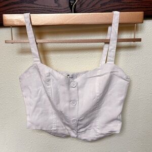 White Button-Up Crop Top